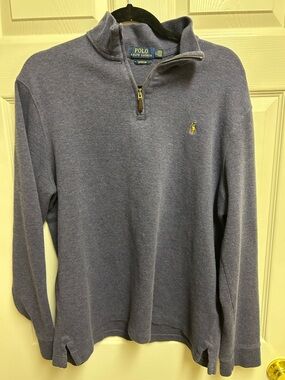 Polo by Ralph Lauren Men’s Quarter-Zip Sweater in Heather Navy